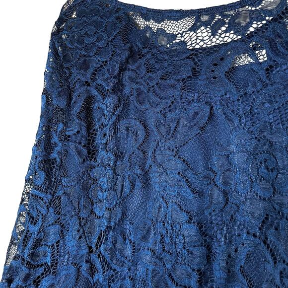 Kiyonna NWT Dress Plus Size 4X Mid Length Navy Lace Overlay Slip Dress - Picture 8 of 10